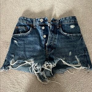 Zara Blue Jean Shorts High-Waisted Distressed